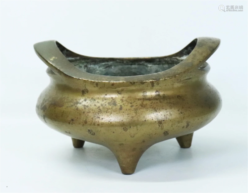 Chinese 18th/19th C Heavy Bronze Incense Burner