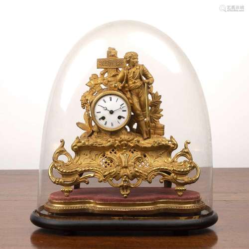Gilt metal mantel clock French, 19th Century, with an enamel...