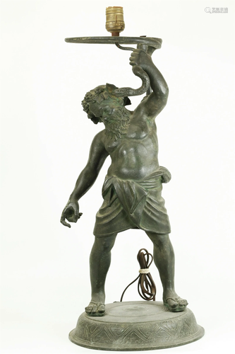 Large Italian 19 C Grand Tour Bronze Silenus Lamp