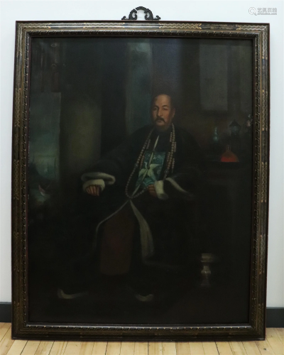Chinese Style Oil Painting Western Man as Mandarin