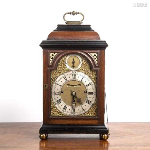 Parcel ebonised and mahogany bracket or table clock, 18th Ce...