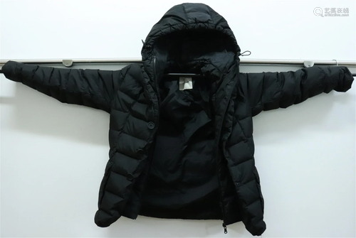 Moncler Size 2 Hooded Goose Down Black Jacket