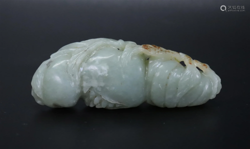 Chinese Pale Celadon Jade 3 Fruits Toggle