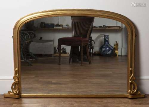 Giltwood overmantel mirror 19th Century, of fluted form with...