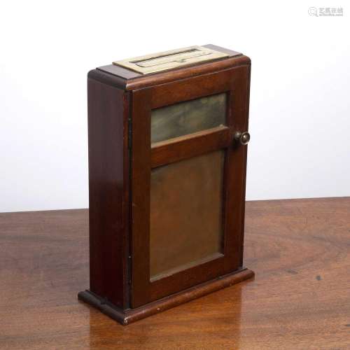 Mahogany and brass fronted ballot/vote box late 19th/early 2...