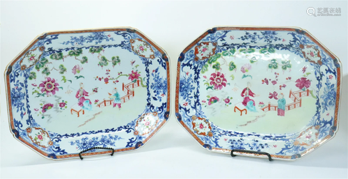 Pr Chinese 18th C Export Porcelain Platters