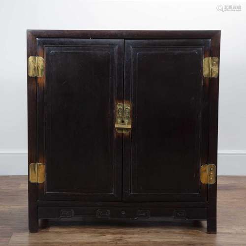 Zitan wood cabinet Chinese, 19th Century, with plain panel d...