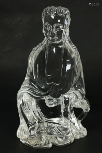 Large Chinese Near Flawless Rock Crystal Guanyin
