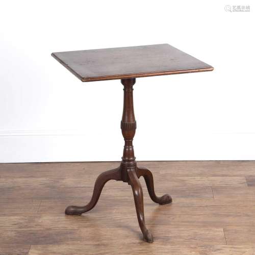 Mahogany square top occasional table 19th Century, with trip...