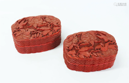 Christie's Pr Chinese 18 C Cinnabar Lacquer Boxes