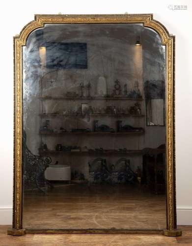 Very large gilt plaster and ebonised overmantel mirror 19th ...