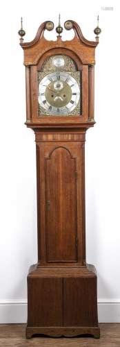 Mahogany longcase clock 19th Century, with arched brass and ...