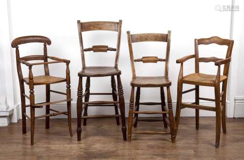 Two Oxford elm and ash highchairs 19th Century, 99cm and 88c...
