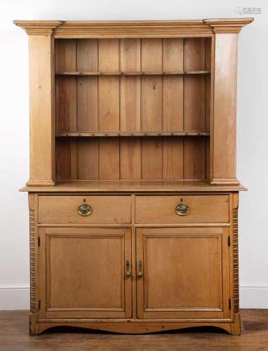 Pine dresser 19th Century, with an open back fitted two shel...