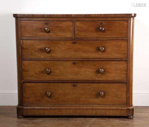 Mahogany chest of drawers 19th Century, fitted two short and...