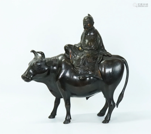 Chinese Bronze Scholar & Buffalo Incense Burner