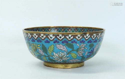 Chinese Mid 19th C Cloisonne Gilt Bronze Bowl