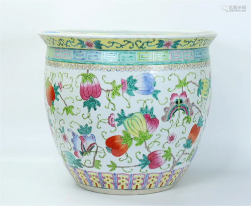 Chinese Enamel Porcelain Fish Bowl Butterflies