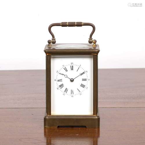 French eight-day brass carriage clock with key the white ena...