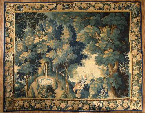 Aubusson tapestry late 17th Century, handwoven in wool and s...