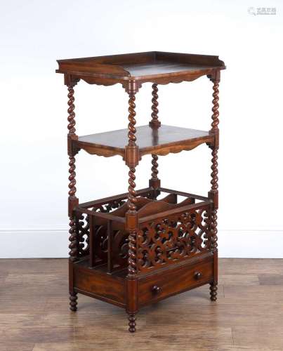 Mahogany etagere 19th Century, with spiral twist columns and...