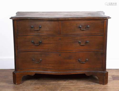 Mahogany serpentine chest 19th Century, fitted three drawers...