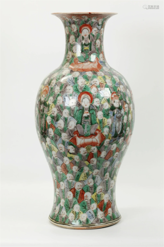 Chinese Buddhist 100 Lohan Porcelain Vase