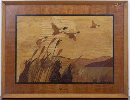 Robert Hardy (20th Century School) Wildfowl, parquetry pictu...