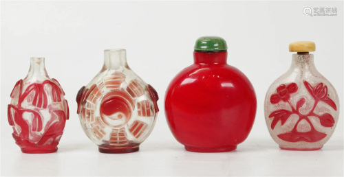 4 Chinese Qing Glass Snuff Bottles