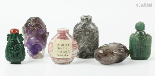 6 Chinese Qing Stone Snuff Bottles 1 Christie's