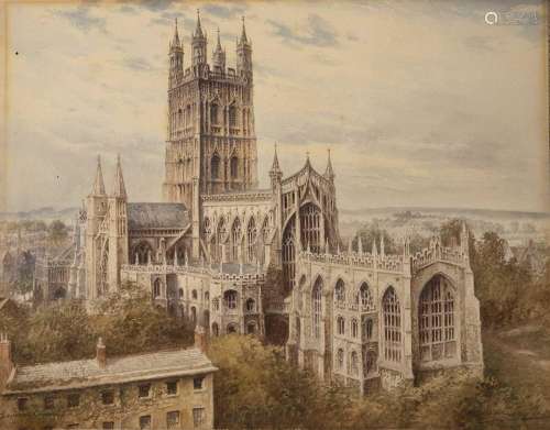 Albert Henry Findley (1880-1975) Gloucester Cathedral waterc...