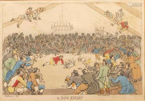 After Thomas Rowlandson (1757-1827) A dog fight, hand colour...