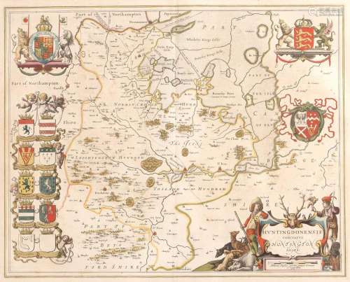 Antiquarian map Jan Jansson (Cartographer) of Huntingdonshir...