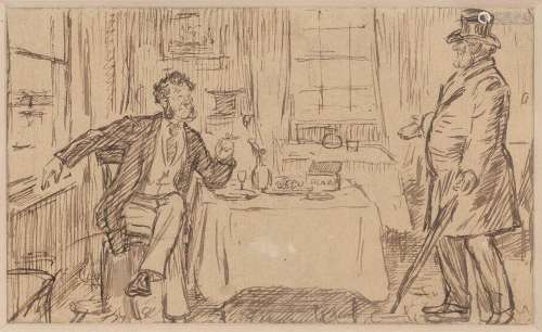 William Caxton Keene (1855-1910) Cartoon sketch, pen and ink...