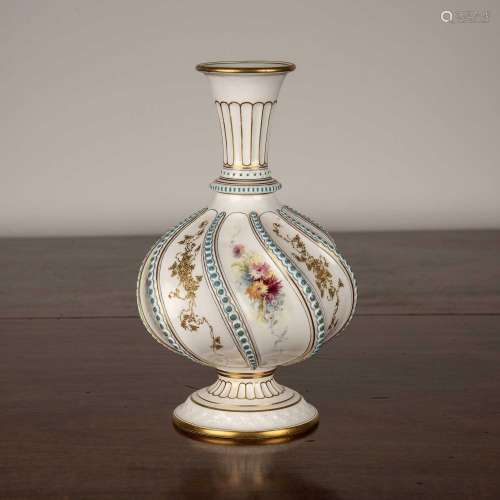 Royal Worcester porcelain vase the body of wrythen form deco...
