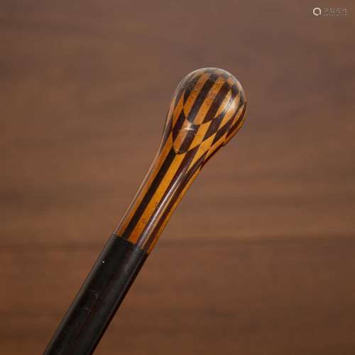 Parquetry handled walking cane Late 19th/early 20th Century,...