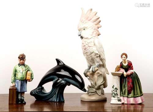 Group of porcelain including a Royal Dux model Cockatoo, 41c...