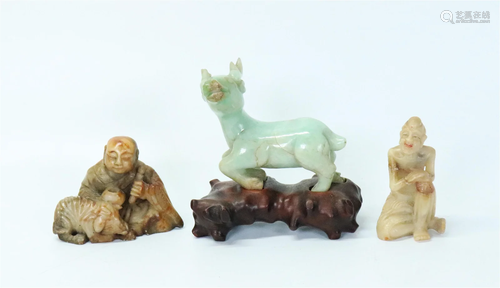 Chinese Jadeite Deer 2 Shoushan Soapstone Figures