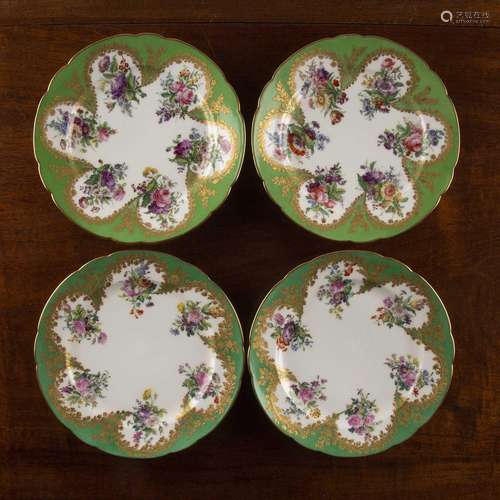 Four porcelain cabinet plates two early 19th Century and two...