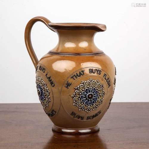 Royal Doulton Lambeth motto jug decorated with repeating car...