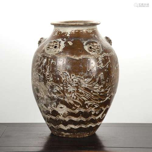 Large treacle glazed storage jar Chinese, 17th/18th Century,...