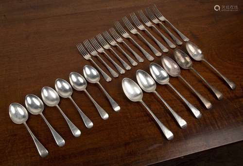 Collection of silver flatware comprising of: six forks 17cm ...