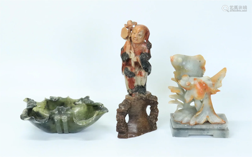 3 Chinese Soapstone Shoushan Carvings