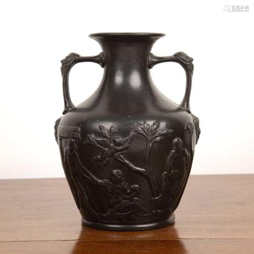 Black basalt copy of the Portland Vase impressed to the base...