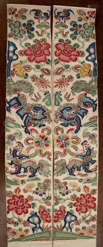 Pair of Kesi silk sleeve panels Chinese, late 19th Century/e...