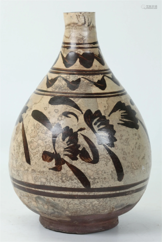 Chinese Yuan 13th C Cizhou Porcelain Bottle Vase