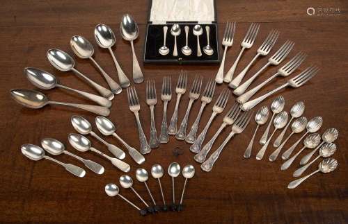 Collection of silver flatware and cutlery comprising of: a m...
