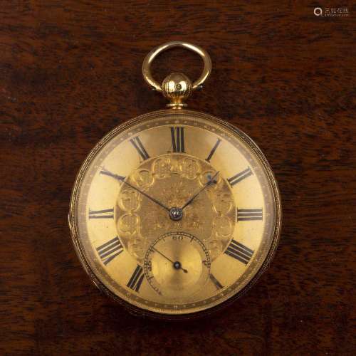 Victorian 18ct gold cased pocket watch the gilded engraved d...