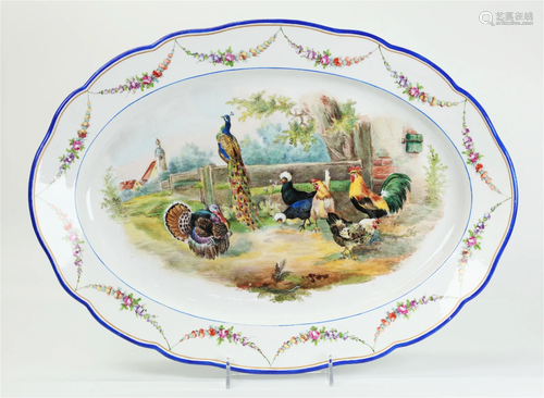 Large Meissen Bird Decorated Porcelain Platter