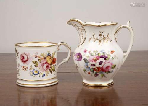 Coalport porcelain christening mug decorated with floral dec...